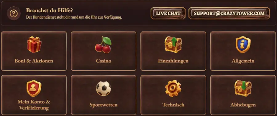 CrazyTower Casino Kundenservice